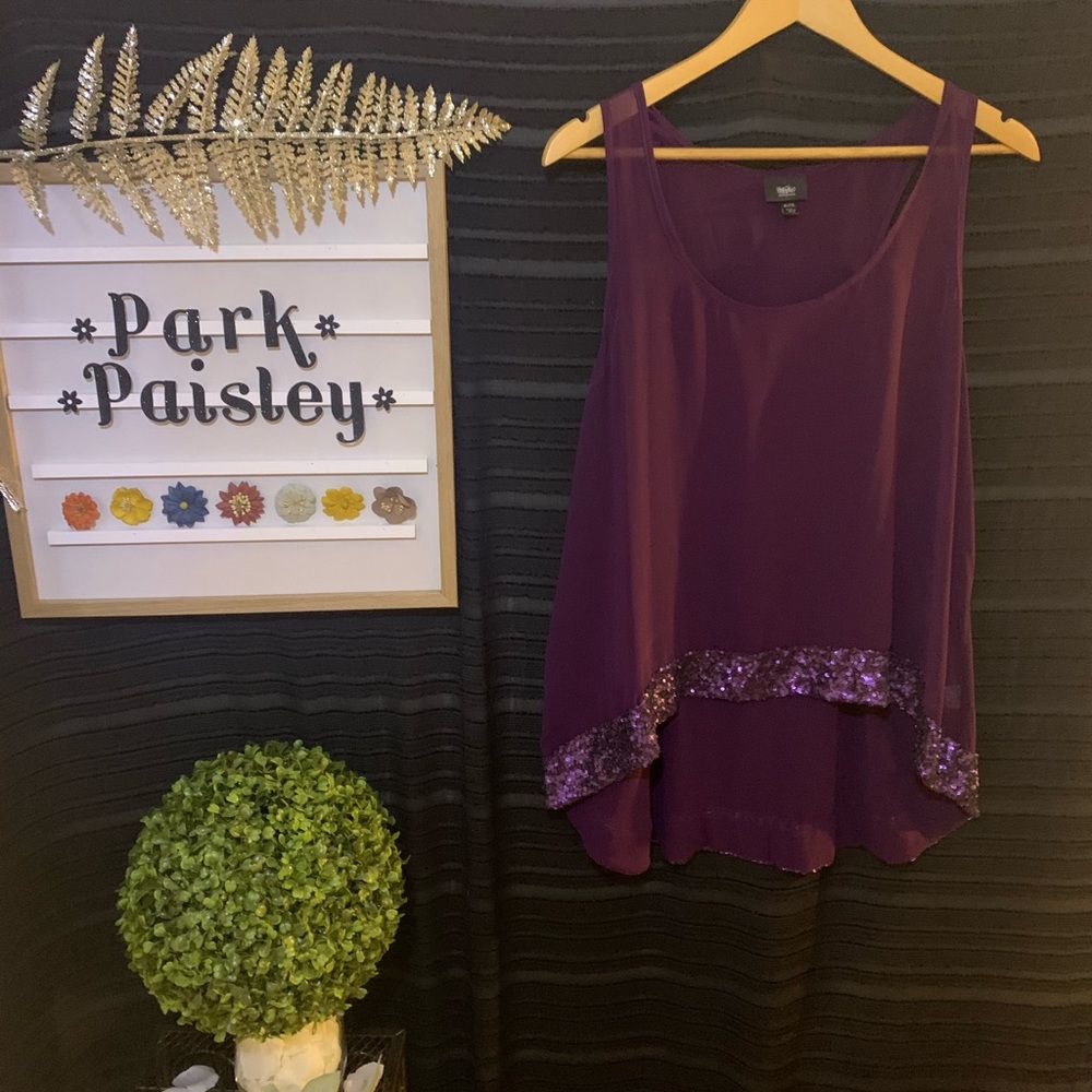 High Low Sequin Top
